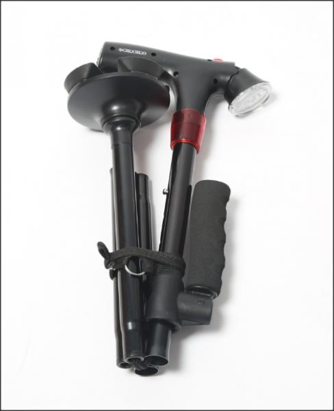 Zweihändiger Gehstock mit LED Licht und Sirene